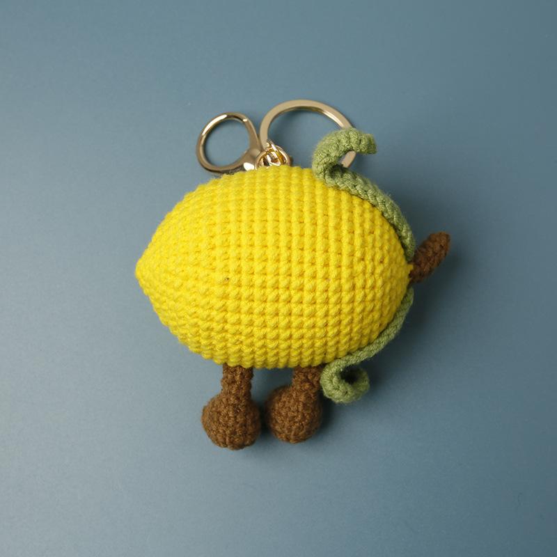 Cute Lemon Doll Crochet Keychain Creative Fruit Series Handmake Knitted Keychains Fruit Keyrings Custom Accessories