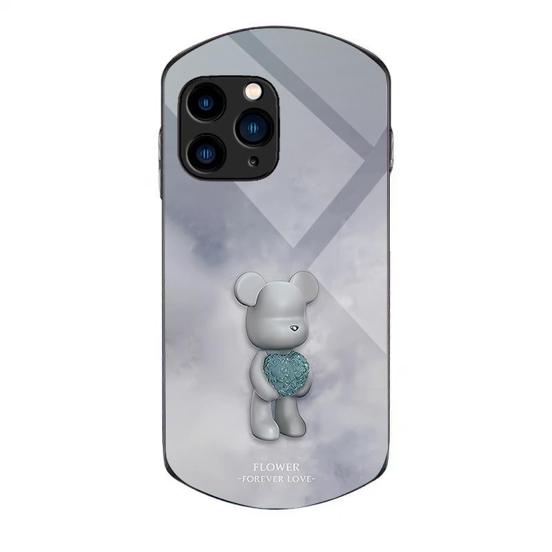 Cute Cartoon Love Bear Phone Case for Apple 15 Pro, 14 Max, XS Max, XS, 11, 7/8.