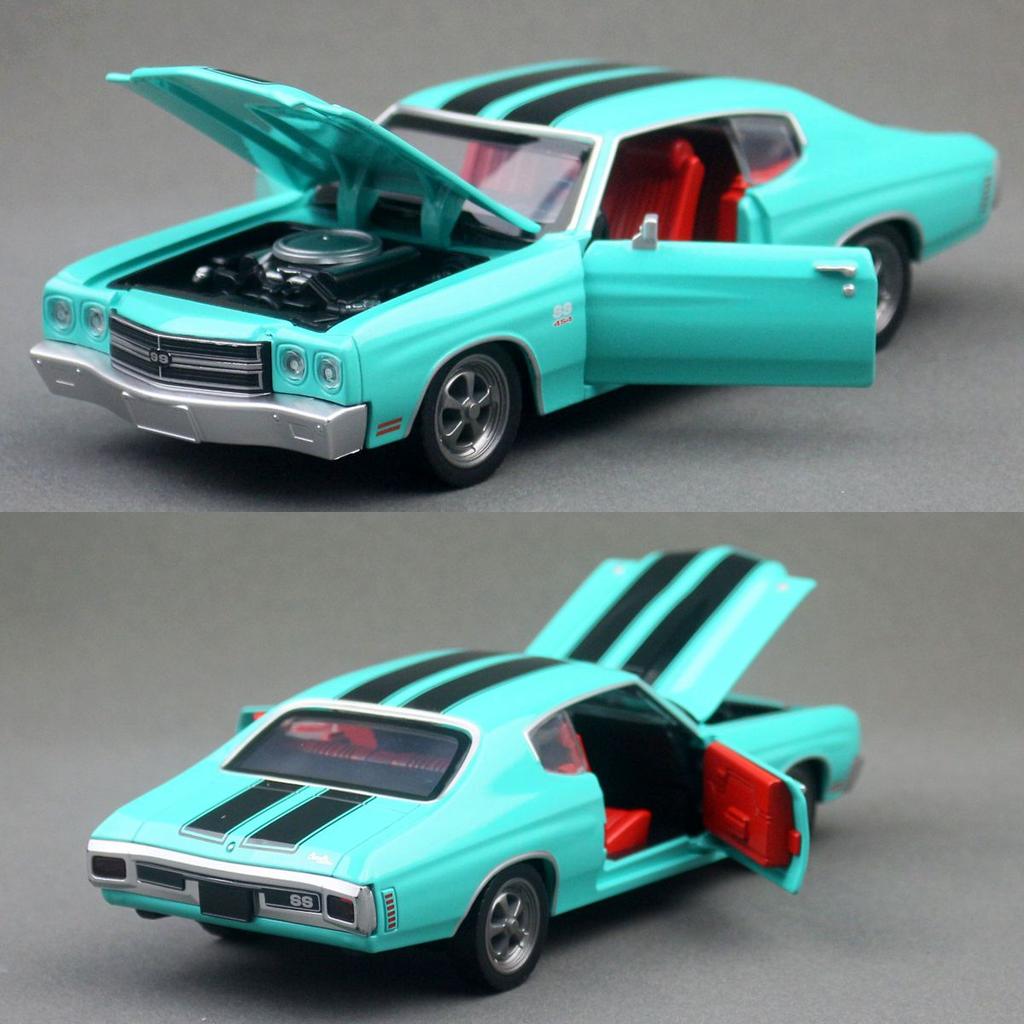 AABHC1 1/24 Chevrolet Chevelle 454 1970 Vintage Toy Car Model Diecast Metal Rally Miniature Sound & Light Gift For Kid Boy Collection
