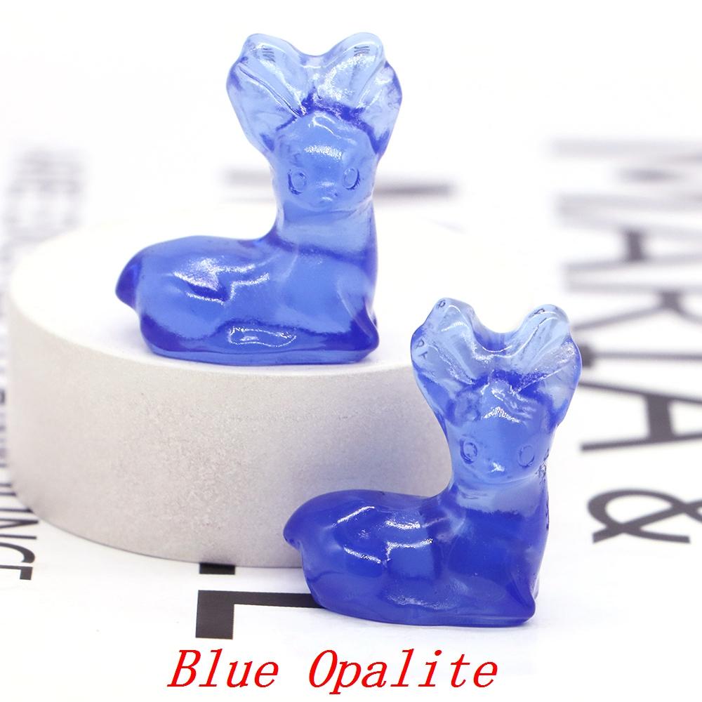 Deer Statue Natural Stone Carved Crystal Reiki Healing Animal Figurines Gemstone Crafts Home Gem Decoration Gifts  1.2"