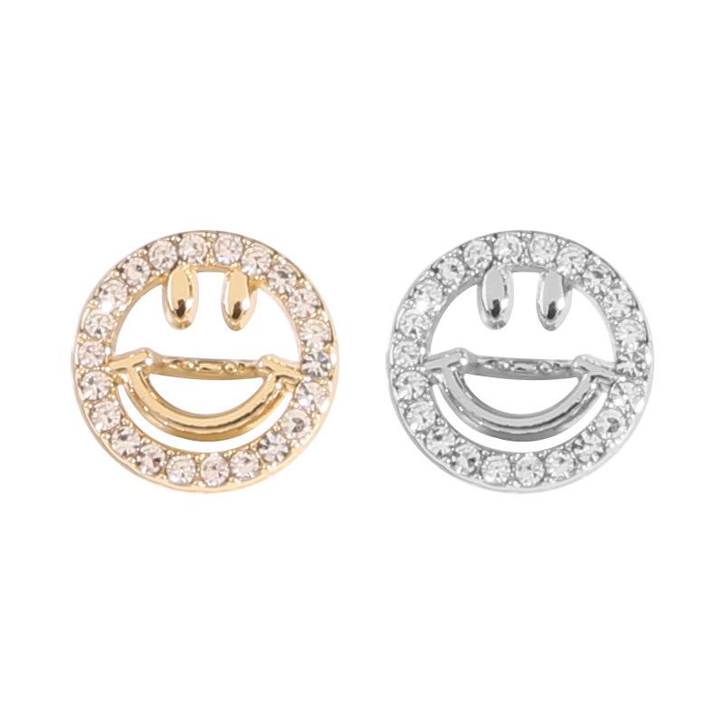 Diamond Shirt Buttons Smiley Four-Leaf Clover Clothes Buttons Versatile Metal Shirt Cardigan High-End Buttons