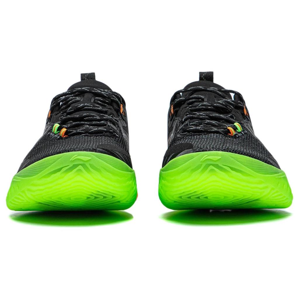New LINING Speed 10 Basketball Shoes Men Low Top Black Green Orange ABAT085-2