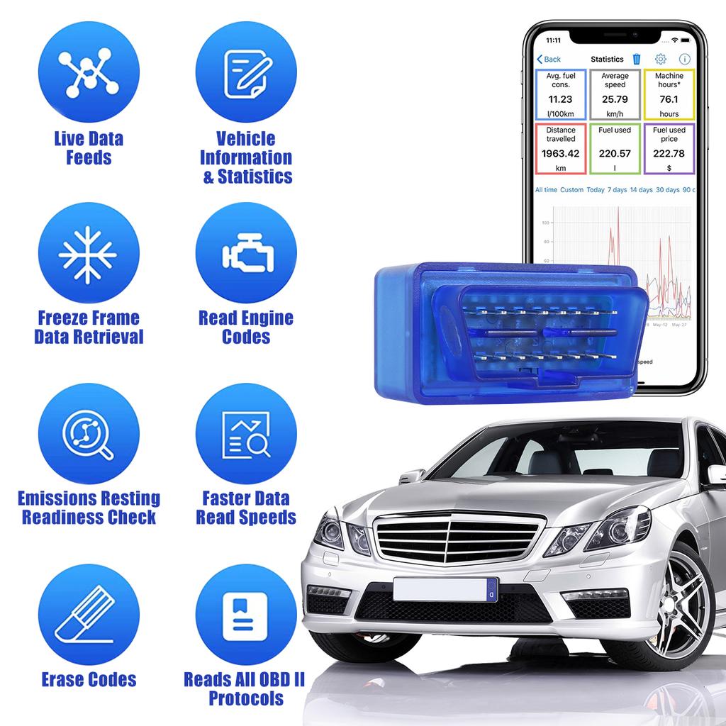 Car Mini OBD2 Scanner for IOS and Android System Diagnostic Scanner Portable OBDII Code Reader Car Light Diagnostic Scan Tool