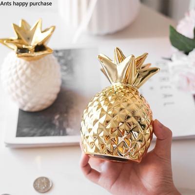 Ananas Aufbewahrungsbox Keramik Ornamente Sparschwein Dekoration Bastelarbeiten Heimdeko Zubehör Vorratsbehälter Modell Einrichtung