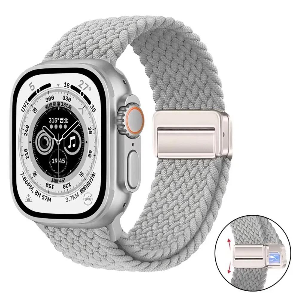 Nylon Braided Band For Apple Watch Series Ultra 3 2 1 49mm 11 10 46mm 42mm 9 8 7 45mm 41mm Magnetic Strap iWatch 6 5 SE 44/40mm Belt