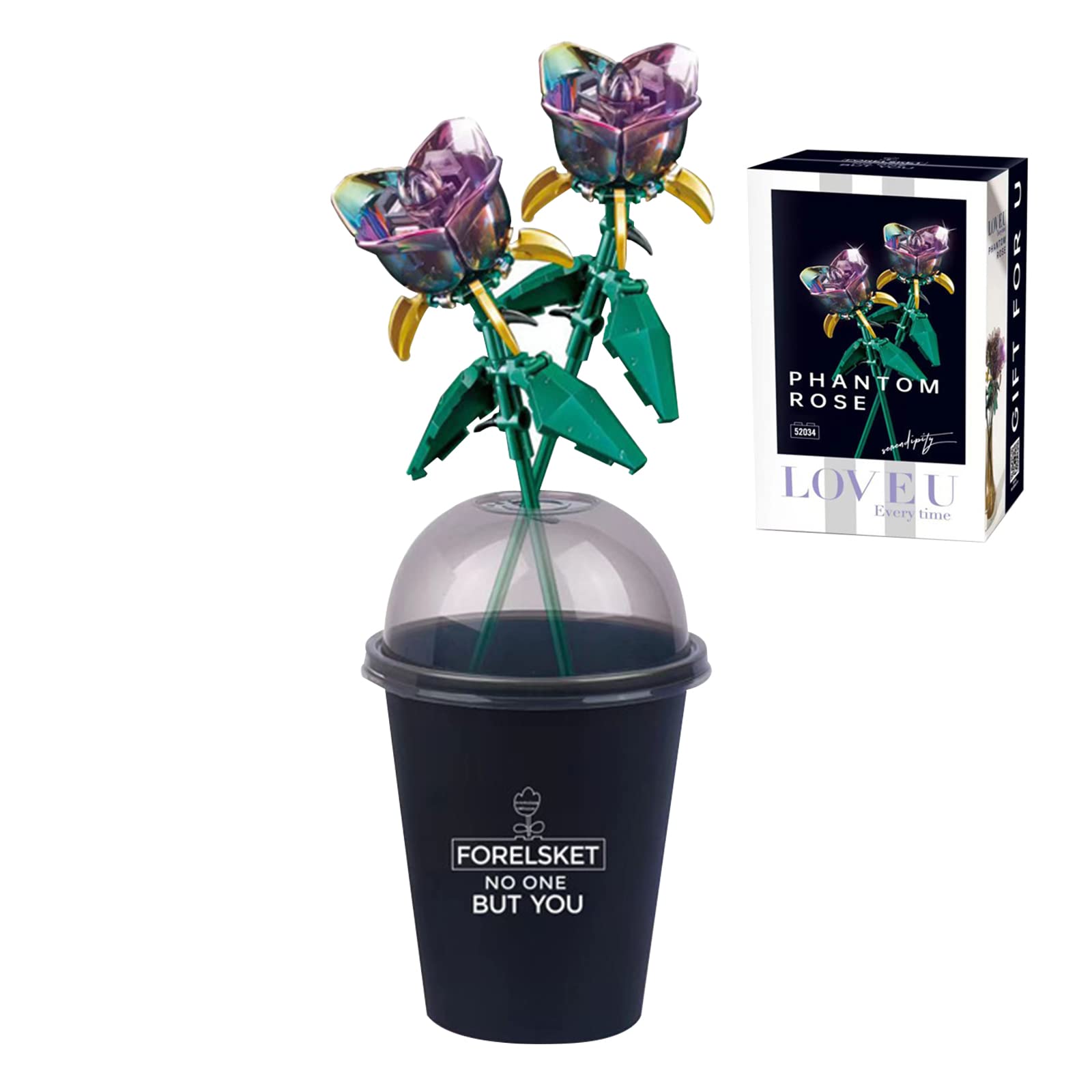 Phantom Rose Flower Building Blocks, Flower Bouquet Building Kit, Creative Building Project for Adults, Birthday Gifts разноцветный
