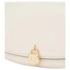 Michael Kors Mila Oval Flap Design Gold Lock Element Cow Split Leather Shoulder Crossbody Bag Medium Women's Milk White