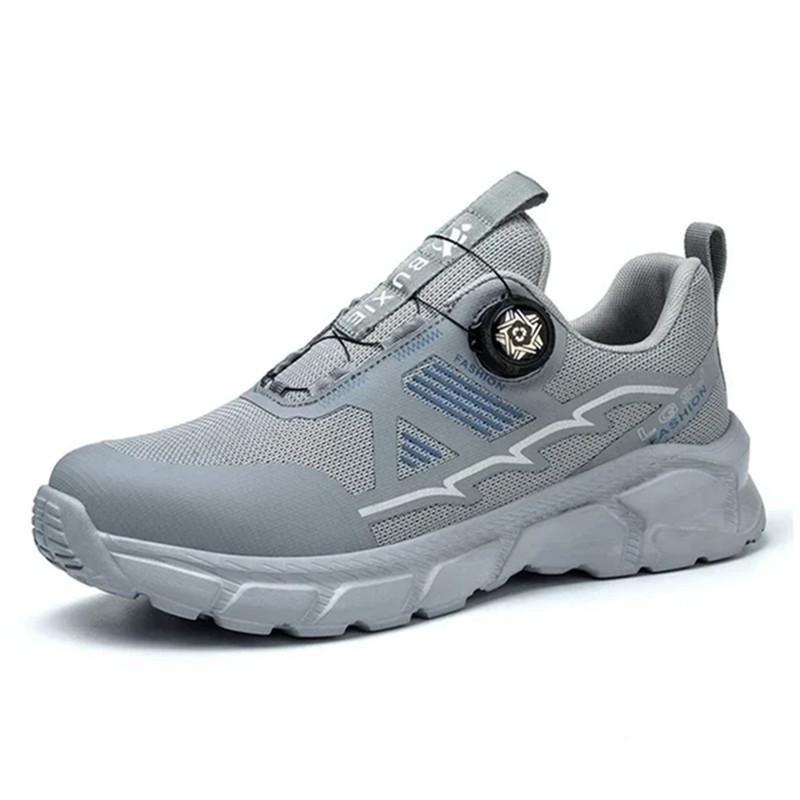 Anti-fatigue Work Shoes with Steel Toe Lightweight Breathable Safety Shoes with Rotary Button Work Boots Labor Protection Shoes