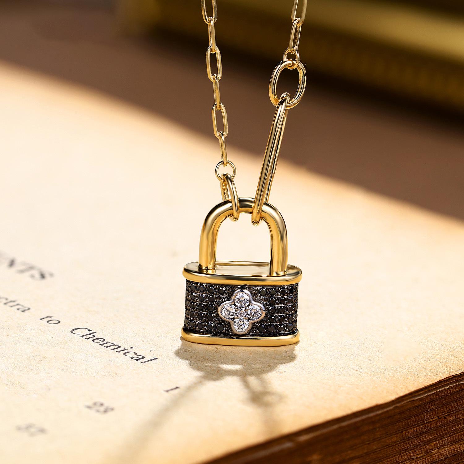 

Позолоченное серебряное колье-замок в виде клевера для женщин 925 Silver