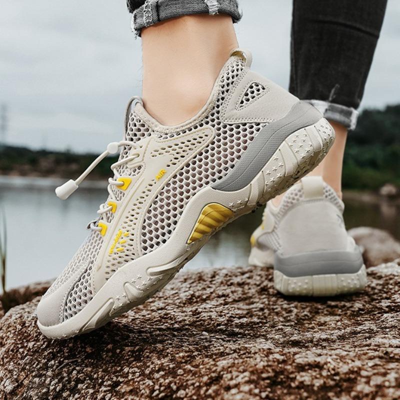 Fashion Men's Shoes 2025 Summer Breathable Mesh Outdoor Non-slip Light Walking Casual Trekking Hiking Sneakers Male Beach Wading Shoes