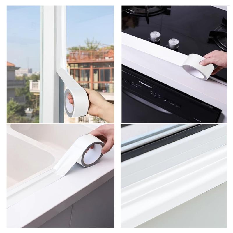 Window Draft Sealing Film Tape Thickened Windproof Tape Adhesive Seam Sealing Strips for Sliding Window, Door Frame
