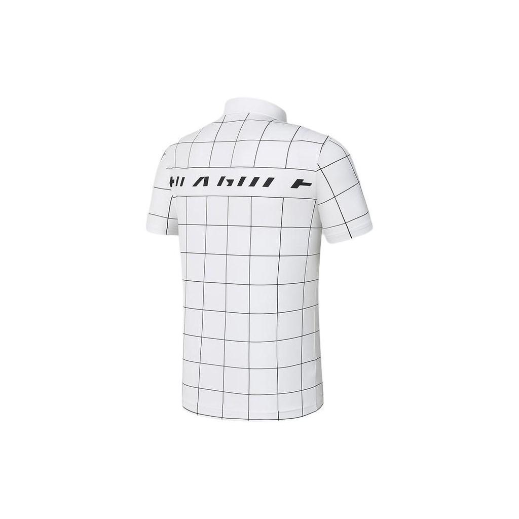 FILA Golf Series All Over Check Pattern Pullover Sports Short Sleeve Polo Shirt Men Polo Shirts Jade-White A11M425104FWT