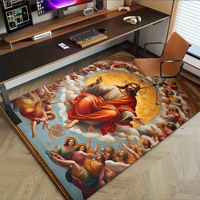 1PC Christ, Heaven Extra Large Non Slip Floor carpet, Office, family, bedroom, Studio Large Area Rug Indoor Rugs, , Vibrant Colors