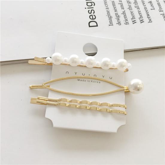 4ks/sada Sweet Faux Pearl Metal Barrette Women Postranní spona do vlasů Pokrývka na hlavu