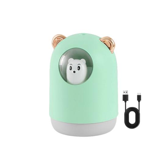 Portable Mini Humidifier 300ML Cartoon USB Cool Mist Humidifier with Colorful Lights Small Personal Desktop Humidifier with Auto Shut-Off