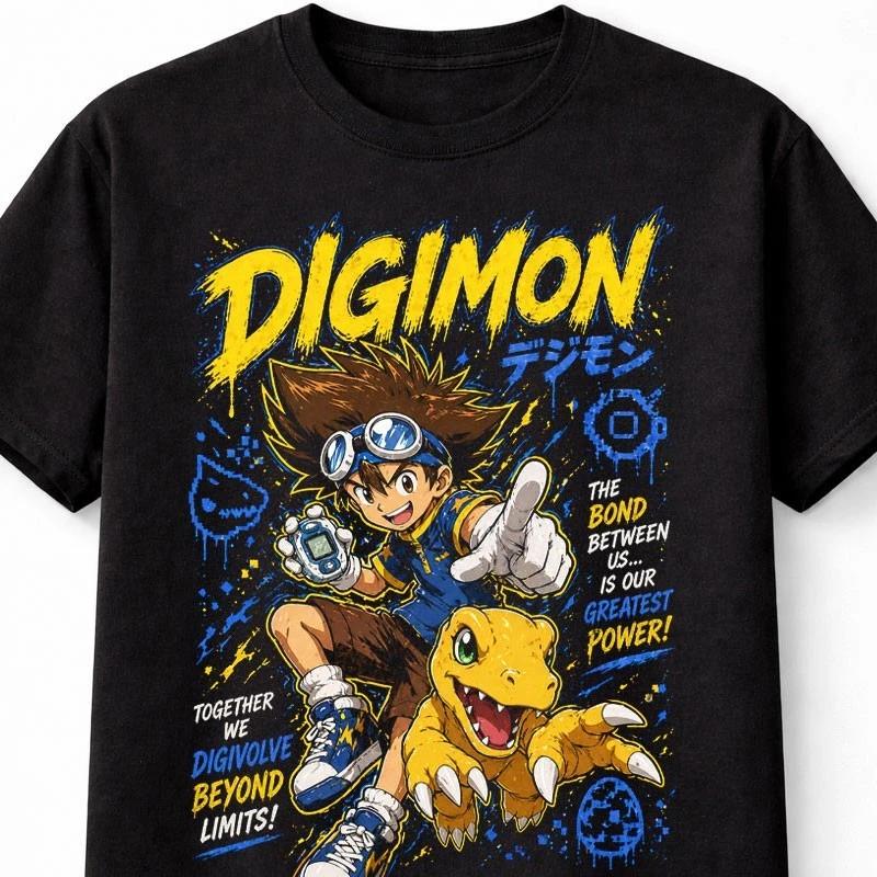 Digimon Anime Tai Kamiya Agumon Digivolve Graphic Cotton Unisex TShirt S