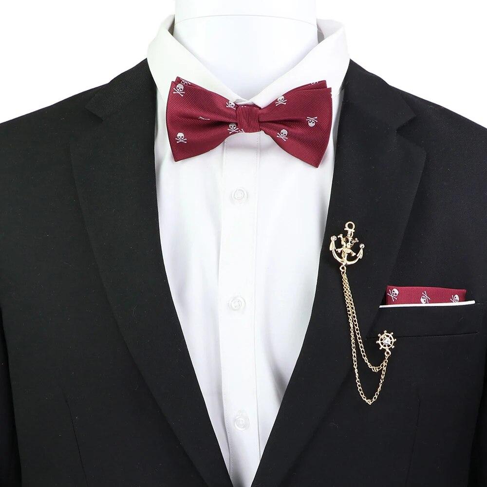 Набір краваток-метеликів, візерунок із зображенням черепа-дракона, чоловіки, платок із метеликами, брошка з китицями, весілля, вечірка на Хелловін,