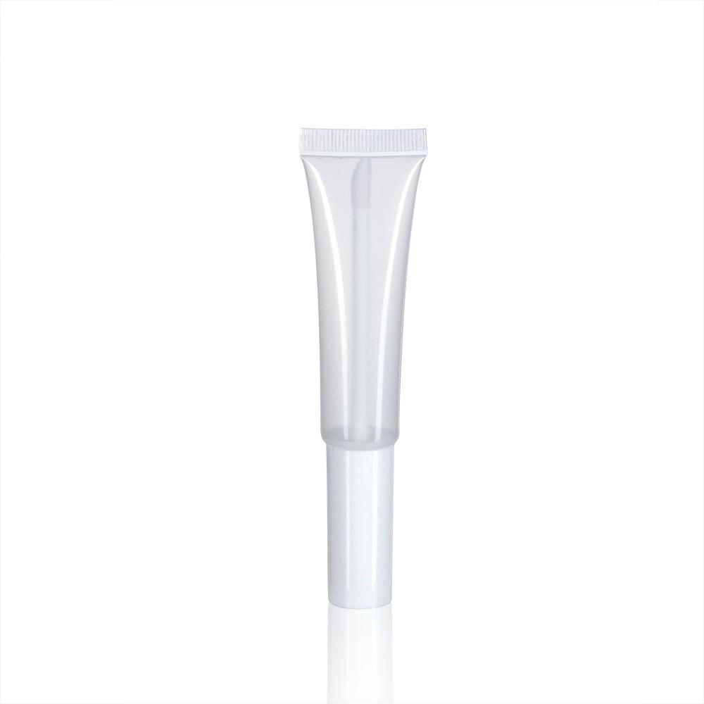 15ml Clear Squeeze Lip Gloss Tube with Brush, Slanted White Tip for Lip Glaze, Soft Long Cosmetic Packaging