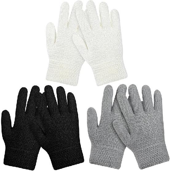 ONESING Kids Knit Gloves - Stretchy Gloves for Boys Girls Winter, Solid Finger Gloves for Children