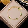 Punk  Small Chain Link Bracelet Female Gold Color Stainless Steel Green Zircon Charm Bracelets for Women Jewelry Braclet