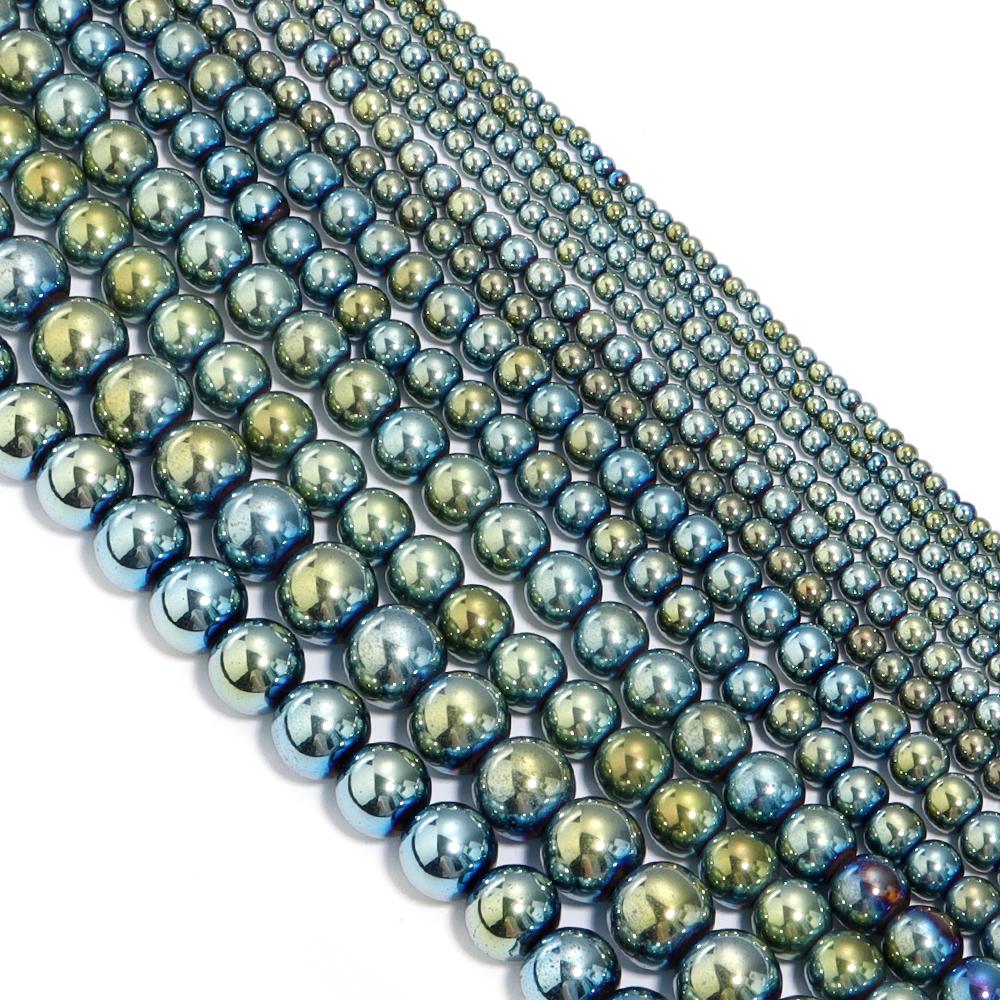 1 String Hematite Stone Beads 2 3 4 6 8 10mm Electroplated Colorful Spacer Round Beads Diy Charm Necklace Bracelet Jewelry