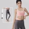 Damen Color-Block Yoga-Set: Patchwork Sport-BH, Antibakterielle V-Ausschnitt High-Waist Bauchkontrollhose