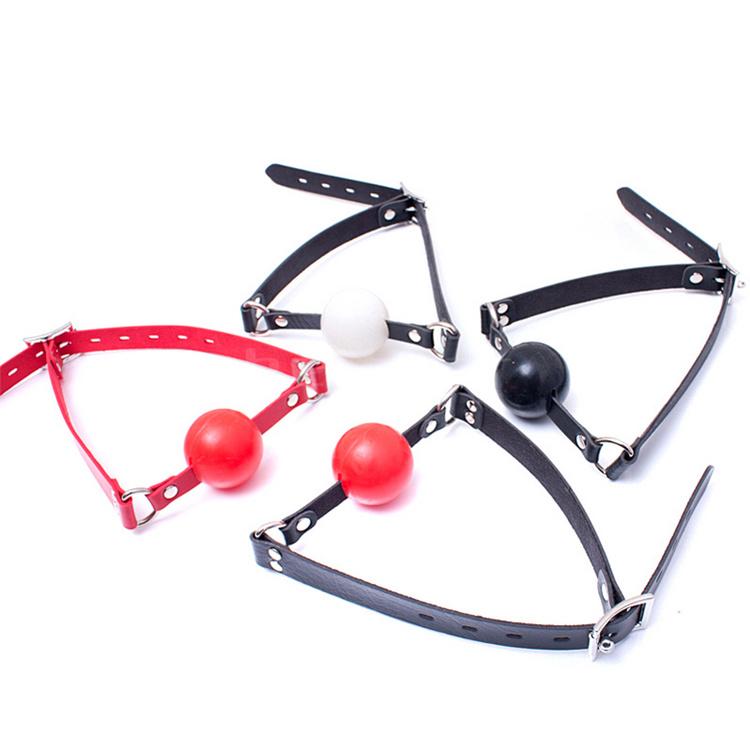 Solid Silicone PU Leather Oral Harness 42mm Open Mouth Ball Gag Strap BDSM Restraint Slave Sex Toys Adult Bondage Game