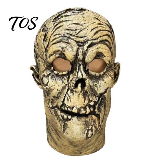 Unobstructed Vision Horror Mask Halloween Scary Mask, Realistic Rotten Skeleton Latex Hood, Party Detailed Skull Cosplay Comfortable for Secret Room &