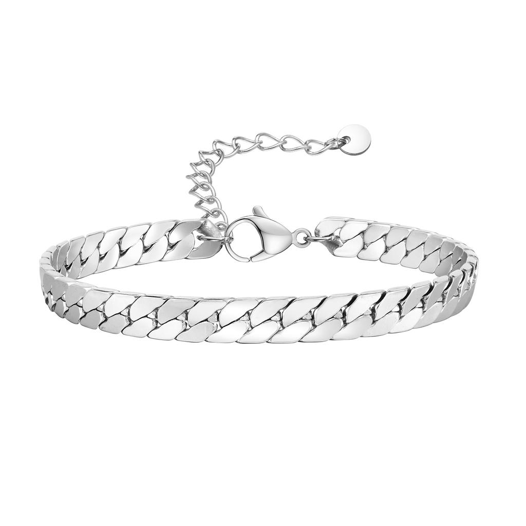 Vnox Gotische Zwarte Cubaanse Ketting Armbanden voor Mannen, Roestvrij Staal Platte Miami Curb Links Polsband, Eenvoudige Metalen Sieraden