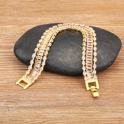 Nidin High Quality Multicolor Full Zircon Bracelets for Women Ladies Wedding Rainbow Charm Boho Hand Chain Party Jewelry Gifts