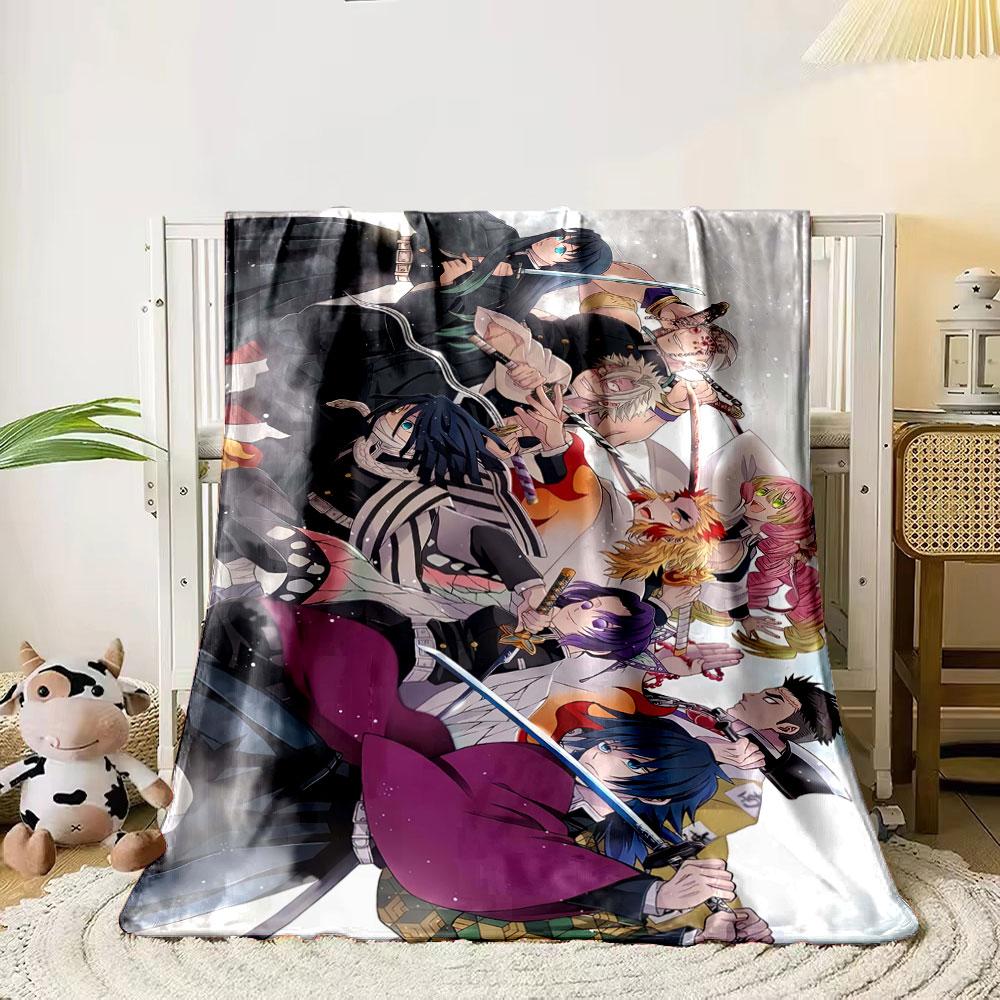 

A group of characters in dynamic poses wielding swords and bright outfits. for all seasons blanket lunch break throw gift 80cm x 120cm