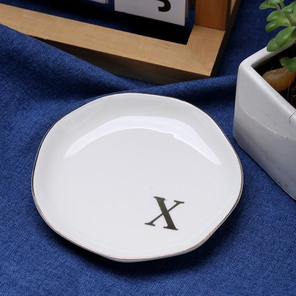 Gold Rim Monogram Letter Ring Dish A-Z Decorative Ring Holder Plate Blogger's Recommendation