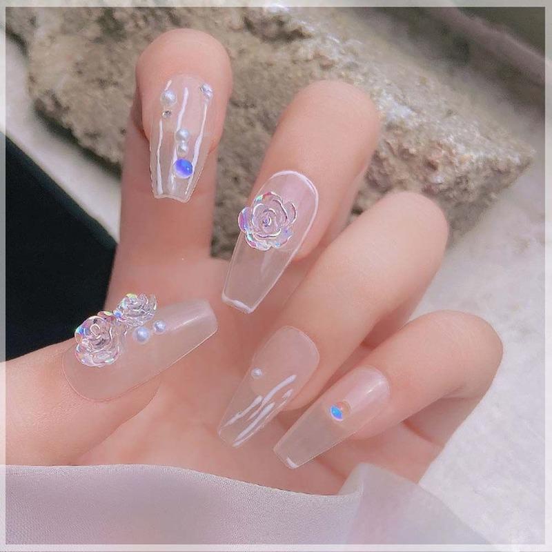 30Pcs/Bag of Camellia Manicure Jewelry Resin Drill Nail Decoration Symphony Three-Dimensional Flower Accessories