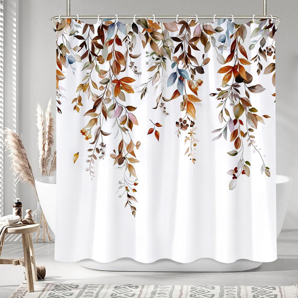 Autumn Leaves Pumpkin Shower Curtain Rustic Farm Truck Animals Thanksgiving Polyester Fabric Shower Curtains Bathroom Decoration