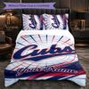 Chicago Cubs Customized Name Text Bedding Set, 1 Duvet Cover & 2 Pillowcases Personalized Bedroom Gift