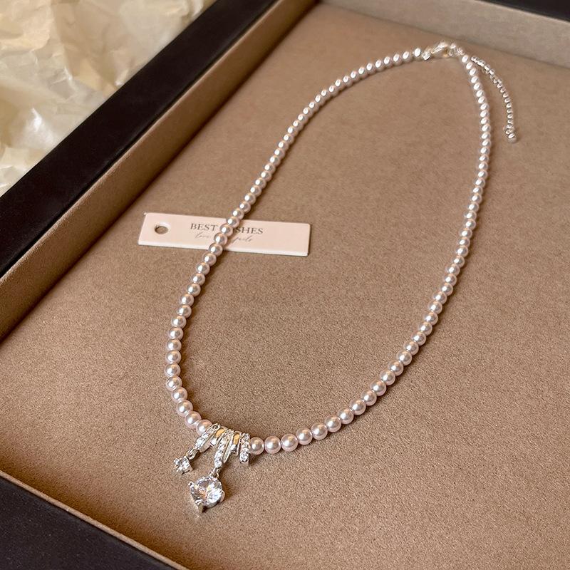 

Ожерелье-подвеска из розового жемчуга и циркона, ретро, легкая роскошь, цепочка до ключиц, универсальное, с характером, высококачественная бижутерия