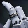 Retro Skull & Skeletons Adjustable Open Ring for Men Silver-plated Copper Gothic Punk Edgy Indie Jewelry Niche Accessories Gift