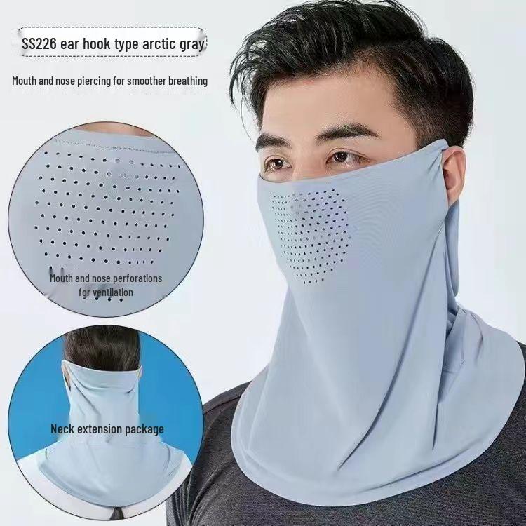 Unisex Ice Silk UV Protection Full Face Mask, Breathable & Thin Style for Summer Outdoors