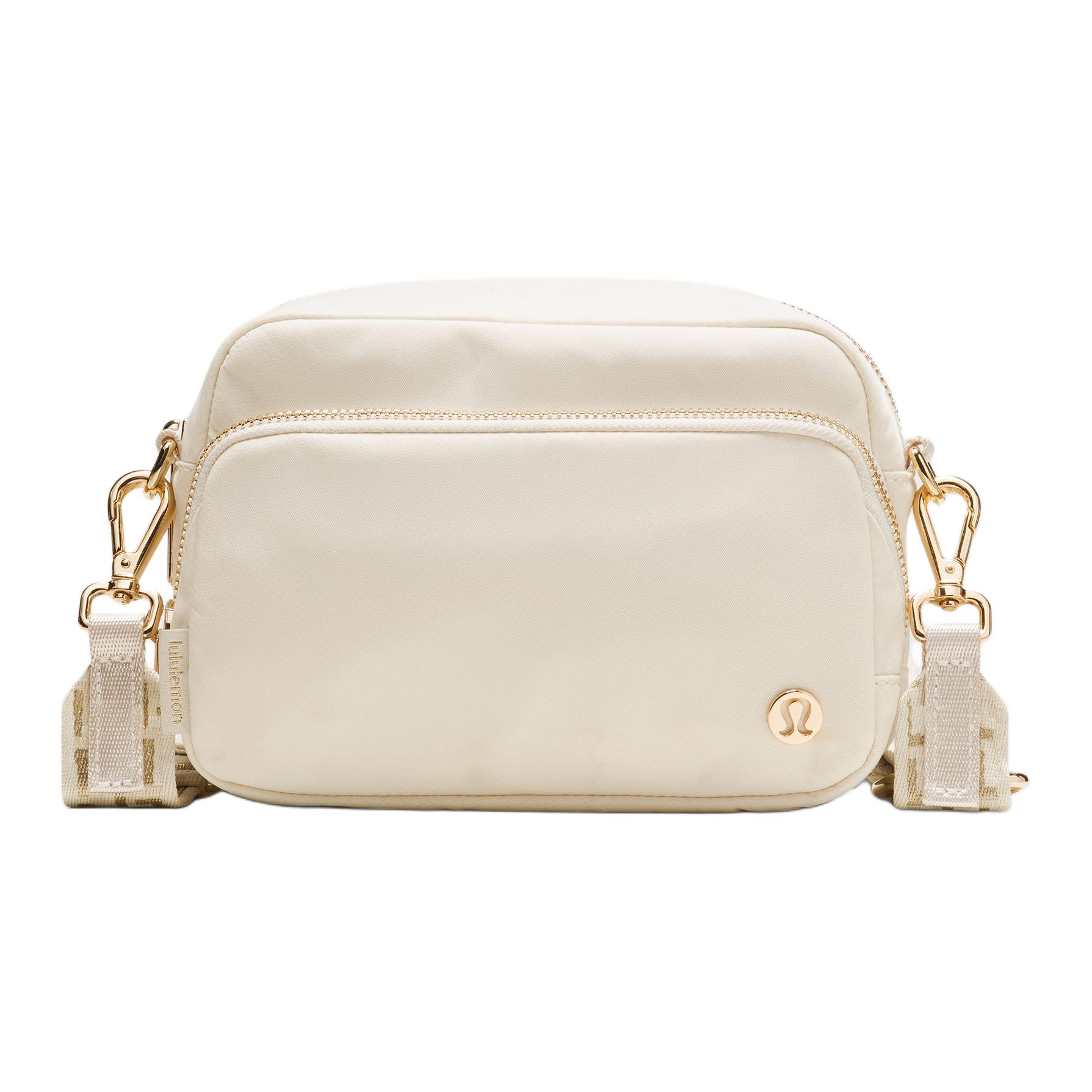 Lululemon Everywhere 2L Simple Versatile Detachable Adjustable Shoulder Strap Nylon Shoulder Crossbody Bag Large Women bags LU9DKZS-042797 Light Ivory & Gold