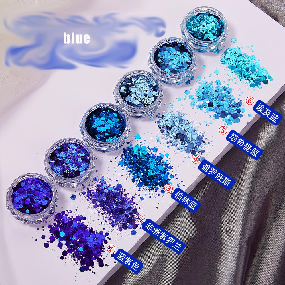 6 Color Opal Nail Powder Flakes Sequins Holographic Eco-friendly Chunky Mix Shape Luminous Glitter Sequins
