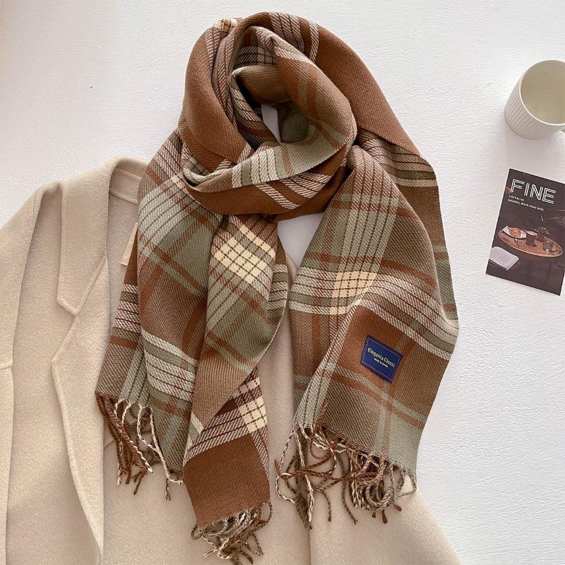Autumn and winter new versatile scarf women's thickened woven thick beard fringed warm scarf imitation cashmere shawl