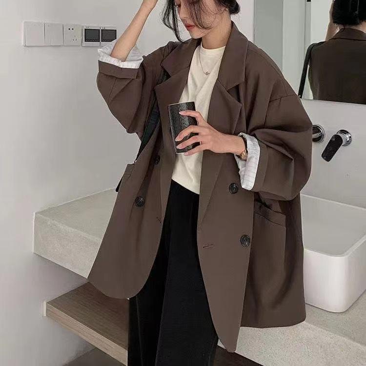 Autumn Blazers Women Minimalist Solid Outwear Loose Elegant Retro Official Fashion High Street Feminine Comfortable Suit Student