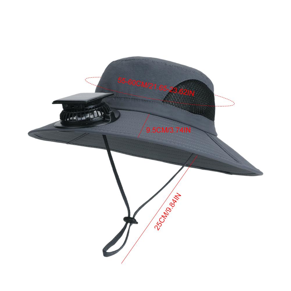 Wide Brim Solar Fan Hat Sun Bucket Hat UV Protection Beach Hat with Removable & USB Charging Fan for Beach Garden Outdoor Sports