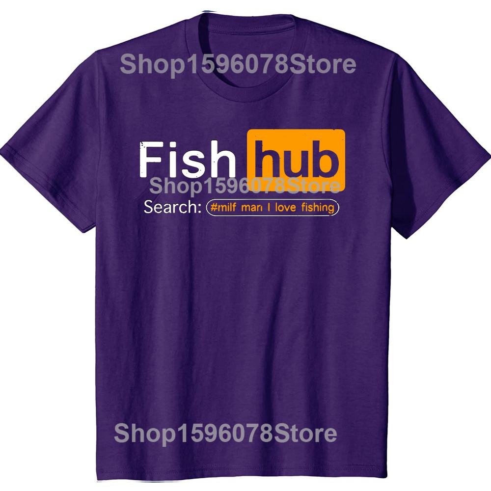 Novelty Fish Hub T Shirts Streetwear Short Sleeve Birthday Gifts Summer Style Funny Fishing Joke MILF Man I Love Fishing T-shirt