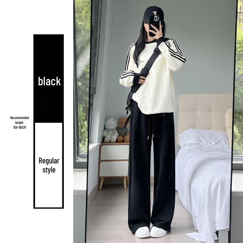 2024 Women's White-Gray High-Waisted Loose Casual Straight-Leg Sweatpants