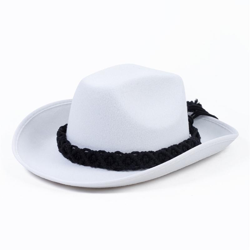 Western Cowboy Hats Wear Resistant Rolled Brims Felt Hat Eye Catching for Show