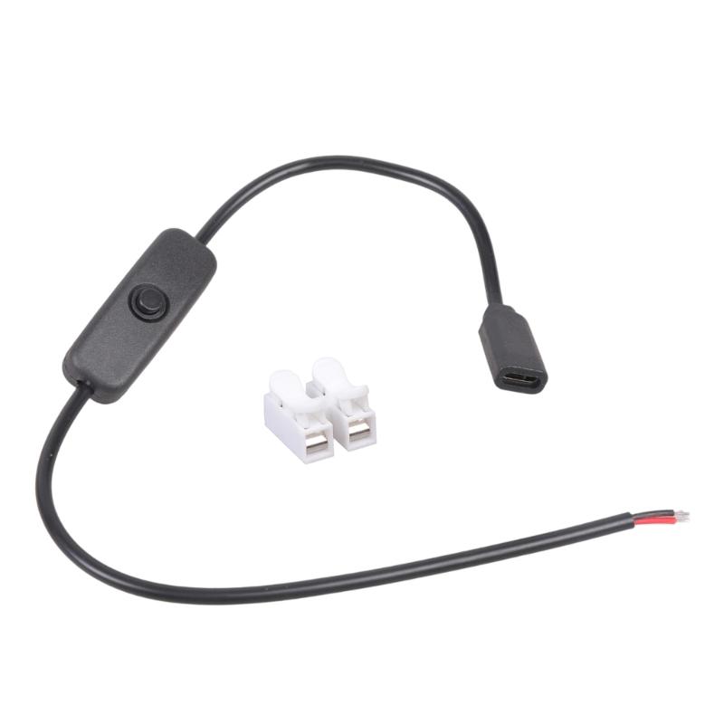 

USB C To 2Pin Bare Wire Power Cable with On Off Switching Connectors Easy Installation for Low Power Devices 5V2A Output 1