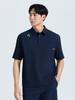 CHALLENGER Men'S Seersucker Arc Sea Collared Short Sleeve Woven Top Navy