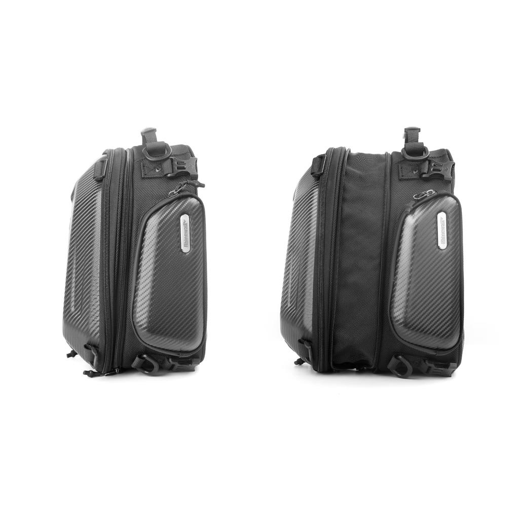Rhinowalk Motorcycle Seat Variable Expandable Hard Shell Motorcycle Touring Bag with Waterproof Rain Easy Versatile Bike Bag with Shoulder Strap Bag,