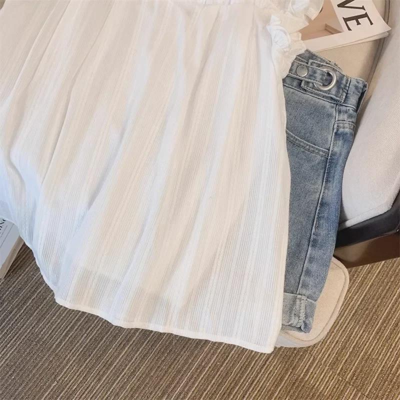 Women's White Chiffon Sleeveless Babydoll Top - Lightweight, Loose & Slim-Fitting Summer Style